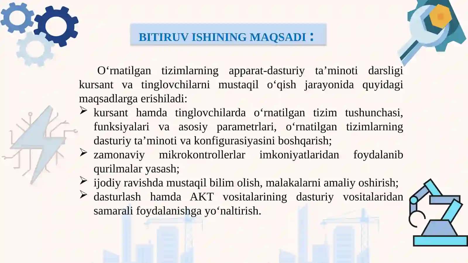"O‘rnatilgan tizimlarning apparat dasturiy ta’minotining o‘qitish metodlari" 4