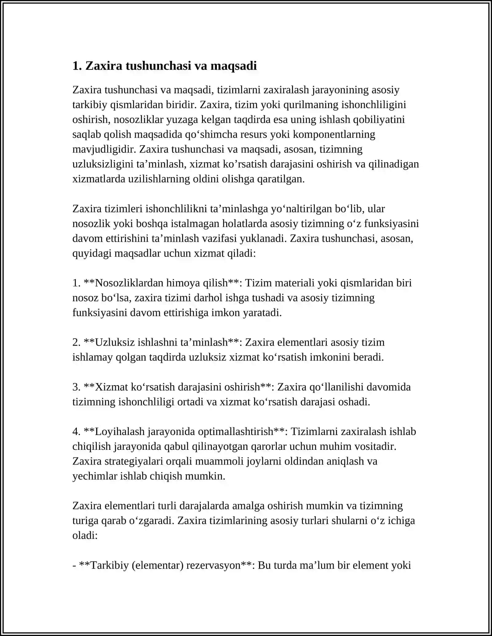 TIZIMLARNI ZAXIRALASH 4