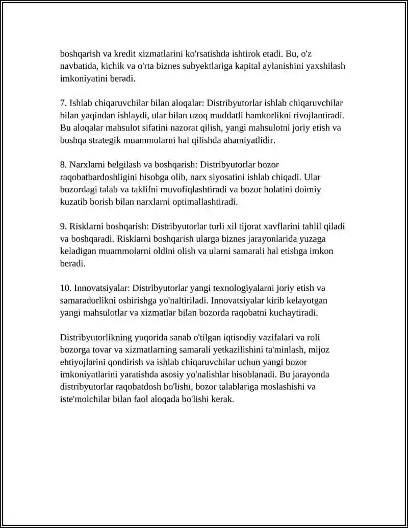 DISTRIBYUTORLIK FAOLIYATI 4