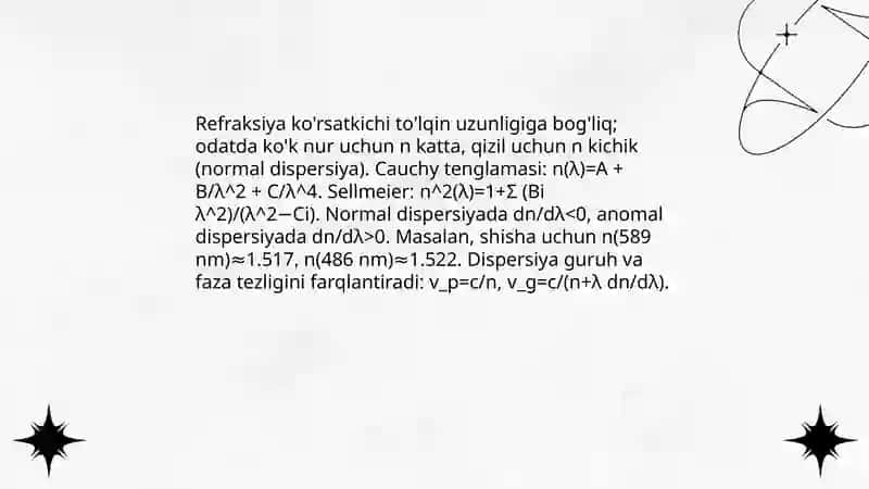 Yoruğlik dispersiyasi. Yoruğlikning qutblanishi 4