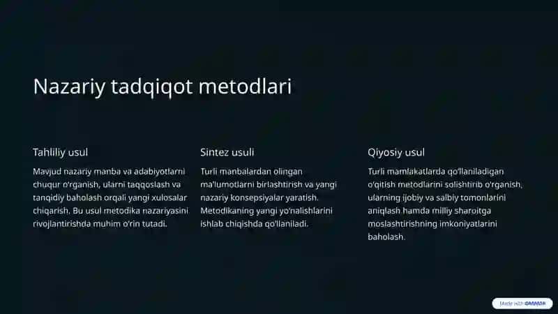 Maxsus fanlarni oʻqitish metodikasi 4
