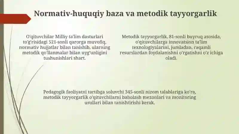 Milliy ta'lim tadbirlariga o'qituvchilarni tayyorlash 4