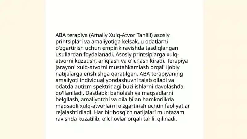 Autizm sindromli bolalar bilan ishlashda ABA terapiyaning ijobiy va salbiy jihatlari. "Bahs - munozara" metodlari orqali yoritish. 4