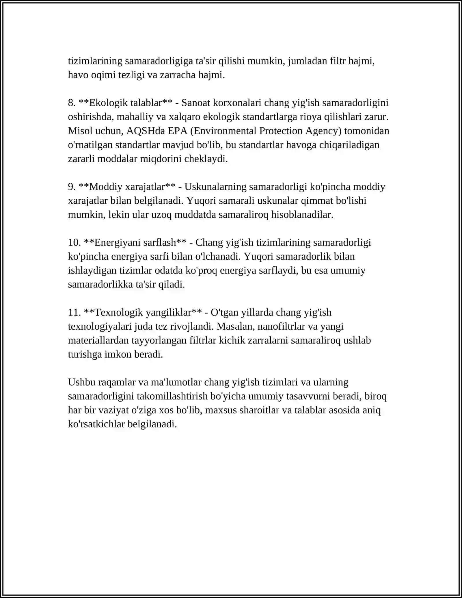 HAVO TOZALAYDIGAN QURILMALARGA QUYILADIGAN ASOSIY TALABLAR 4