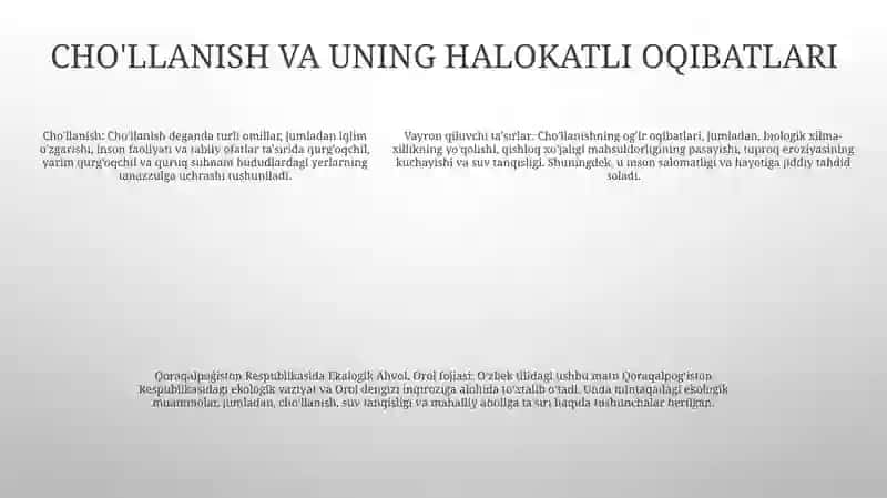 Qoraqalpoģiston Respublikasida Ekalogik Ahvol 4