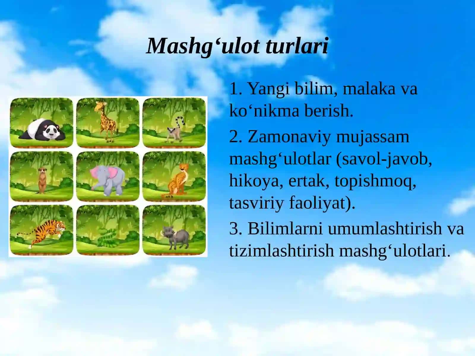 Tabiat bilantanishish shakllari. Mashg‘ulot, ekskursiya, sayr, ularning turlari va o‘tkazish metodikasi 4