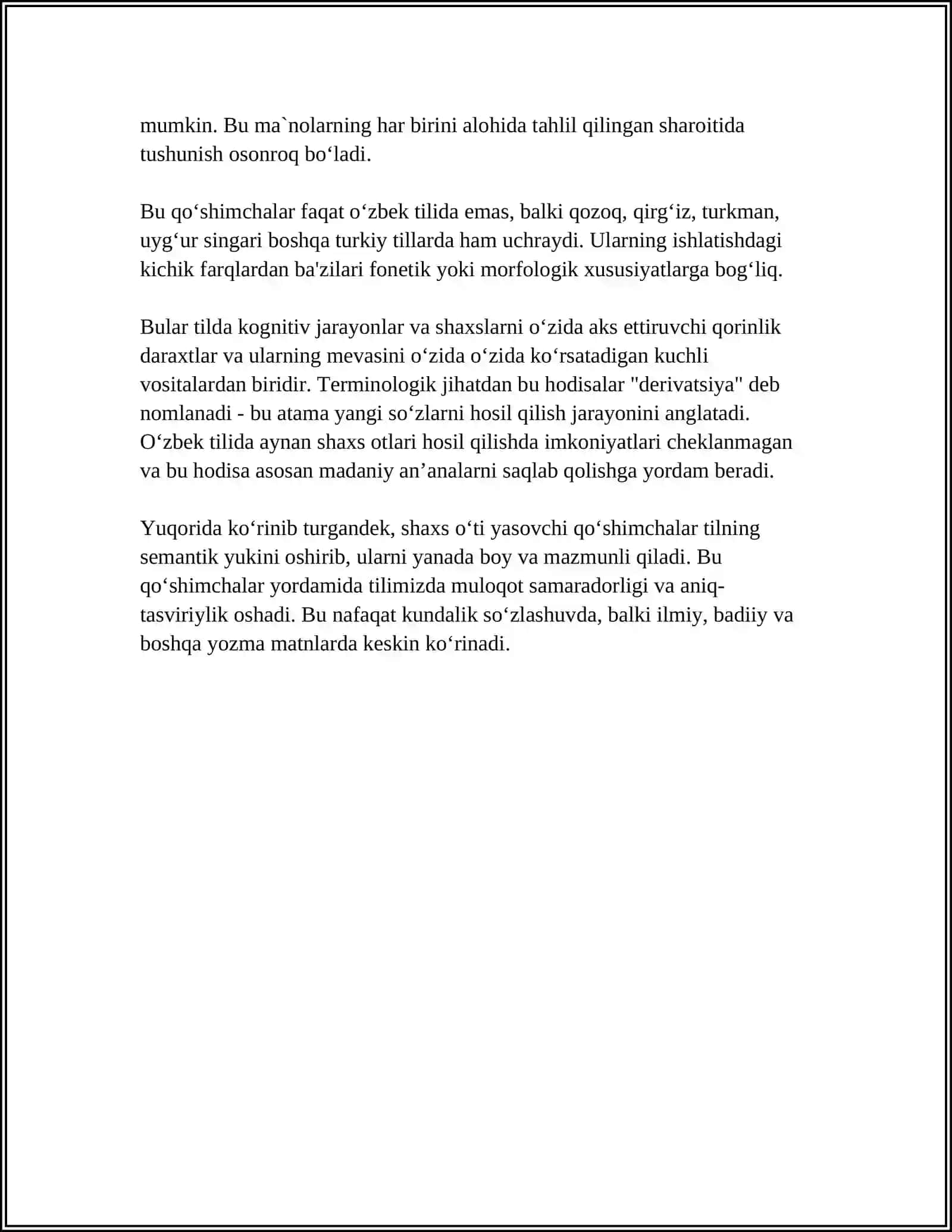 OʻZBEK TILI VA INGLIZ TILLIDA SHAXS OTI YASOVCHI QOʻSHIMCHALAR TASNIFI VA QIYOSI 4