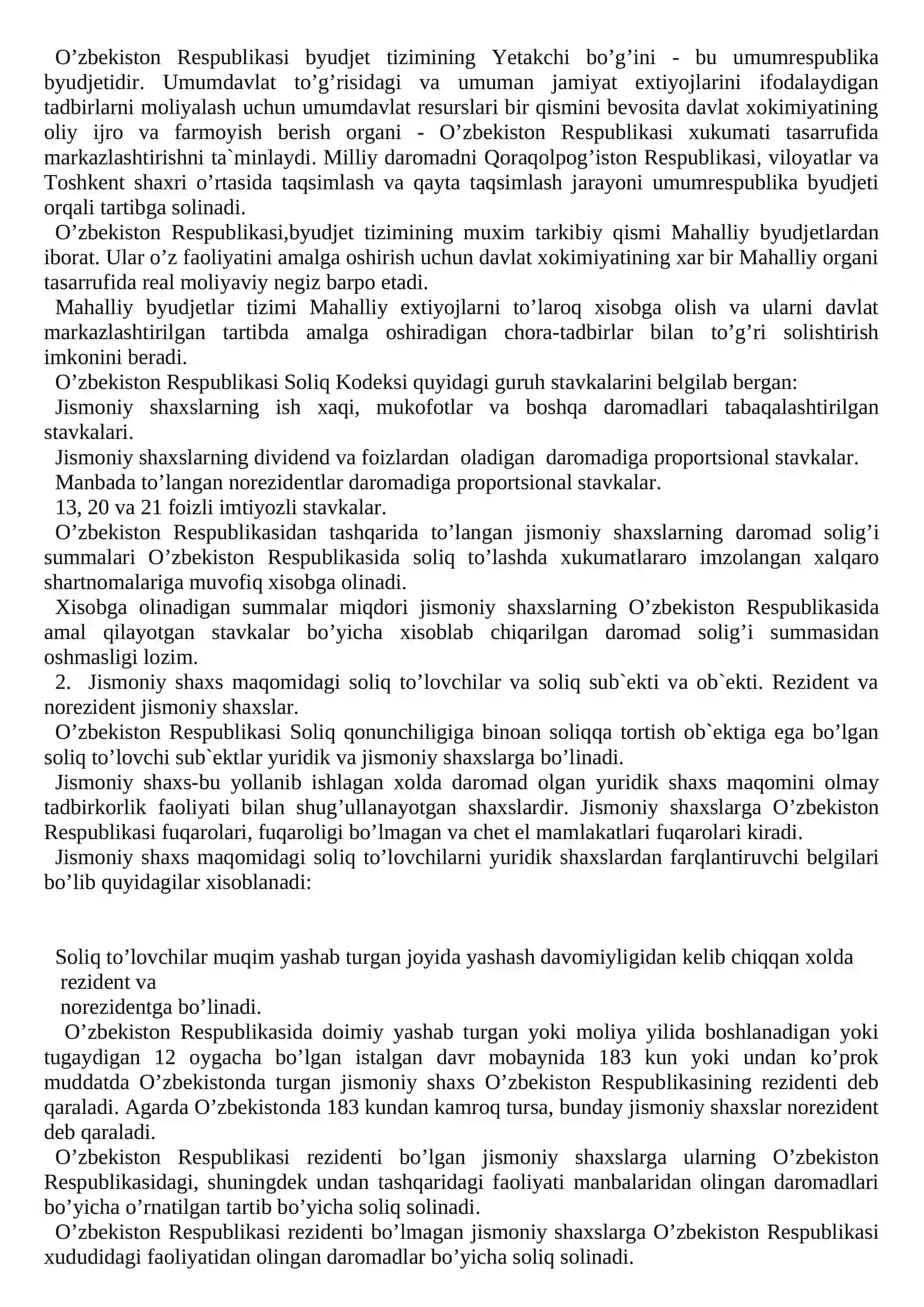 O’ZBEKISTON RESPUBLIKASIDA JISMONIY SHAXSLARDAN OLINADIGAN SOLIQLAR VA ULARNING AHAMIYATI 4
