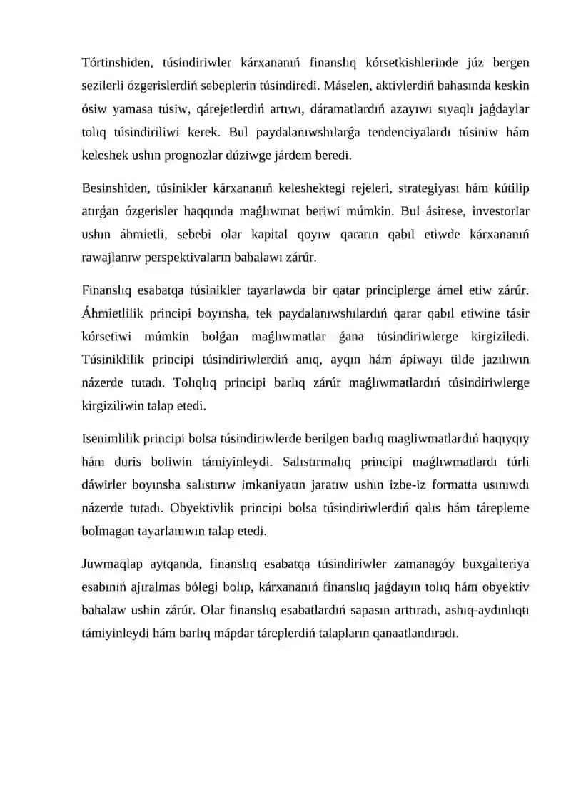Finansliq esabatqa túsindirmeler hám esap-kitaplar 4