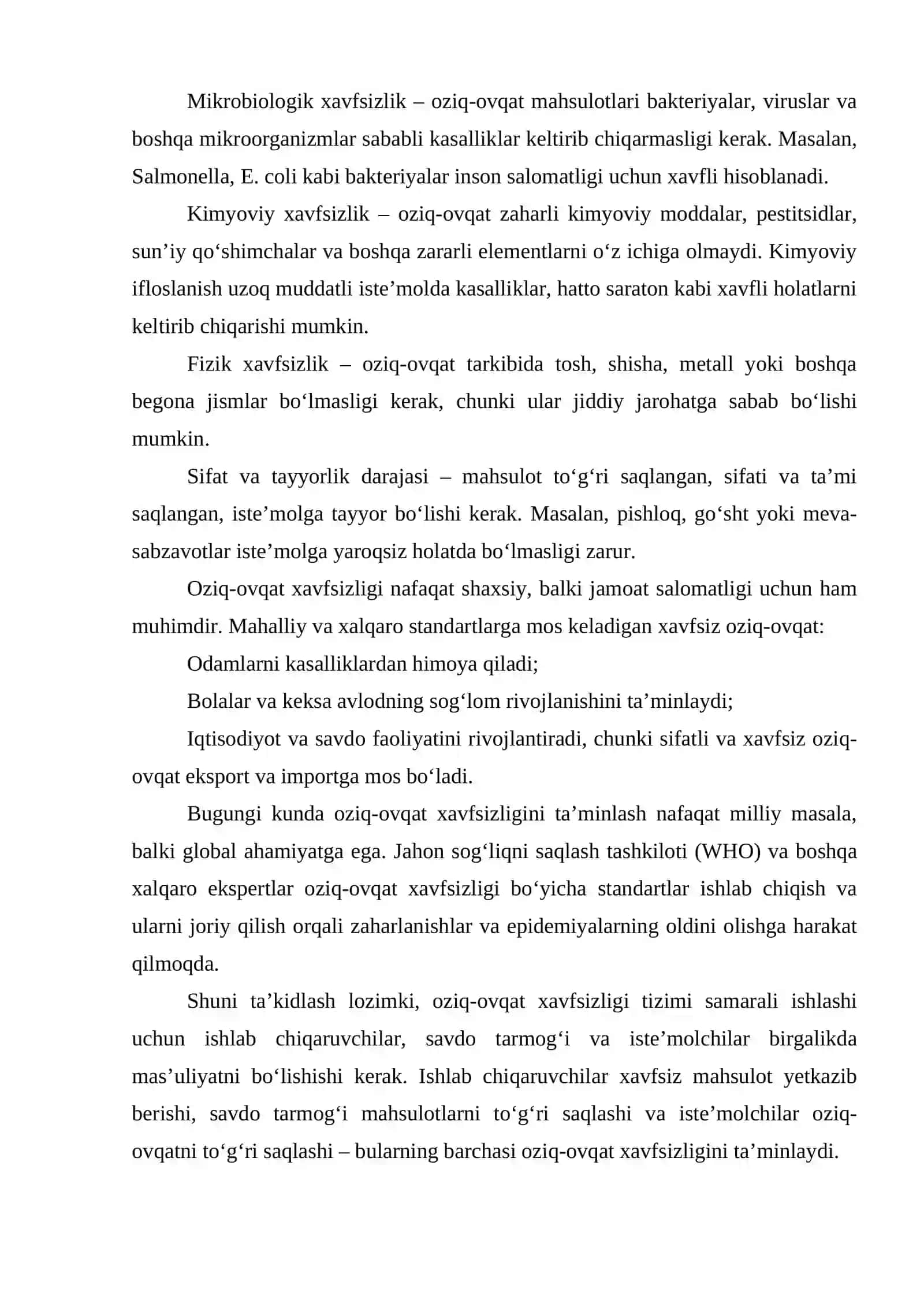 Oziq-ovqat xavfsizligi va gigiyena talablari 4