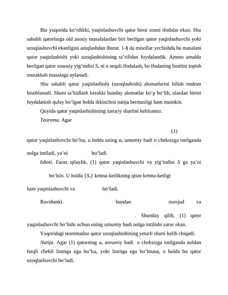 Qatorning qoldig‘i 4