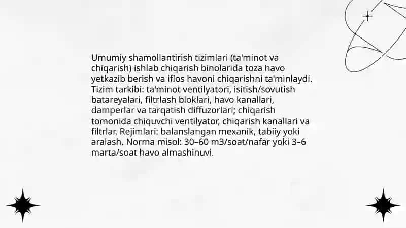 Ishlab chiqarish binolarini shamollatish turlari va qurilmalari 4