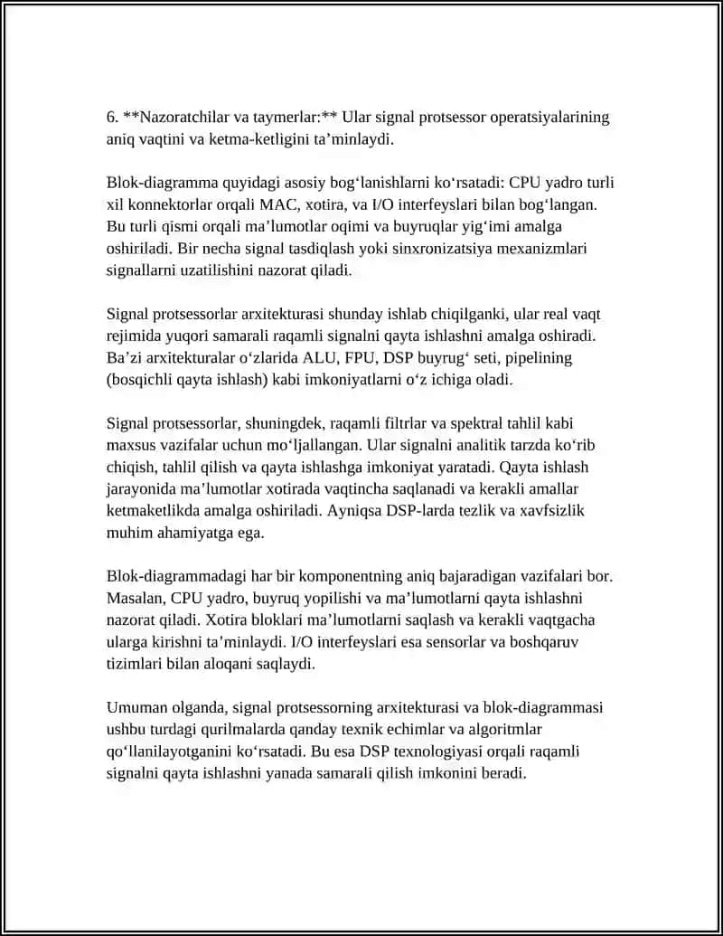Signal protsessor arxitekturasi va blok-diagrammasi 4