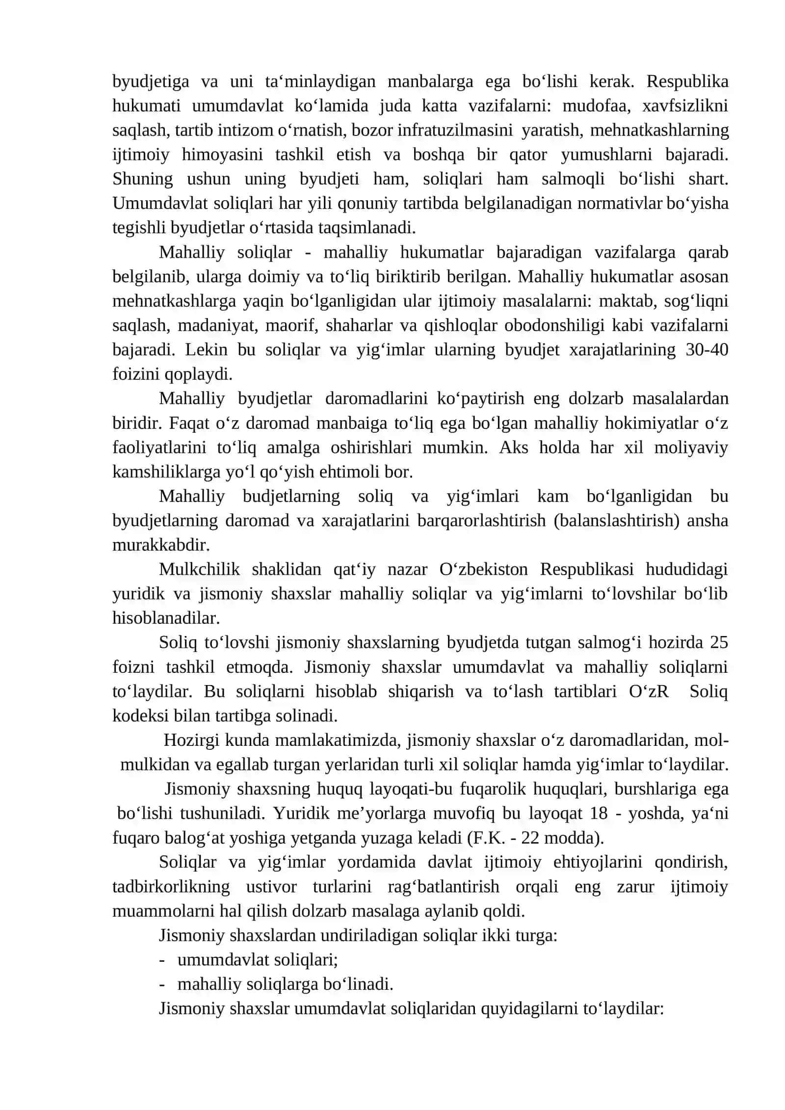 O’ZBEKISTON RESPUBLIKASIDA JISMONIY SHAXSLARDAN OLINADIGAN SOLIQLAR VA ULARNING AHAMIYATI 4