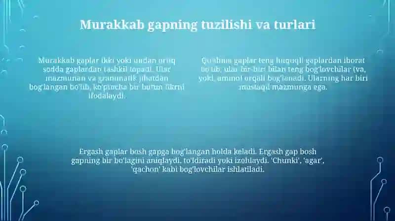 Sodda gapning murakkablashuvi.Uyushgan gap 4