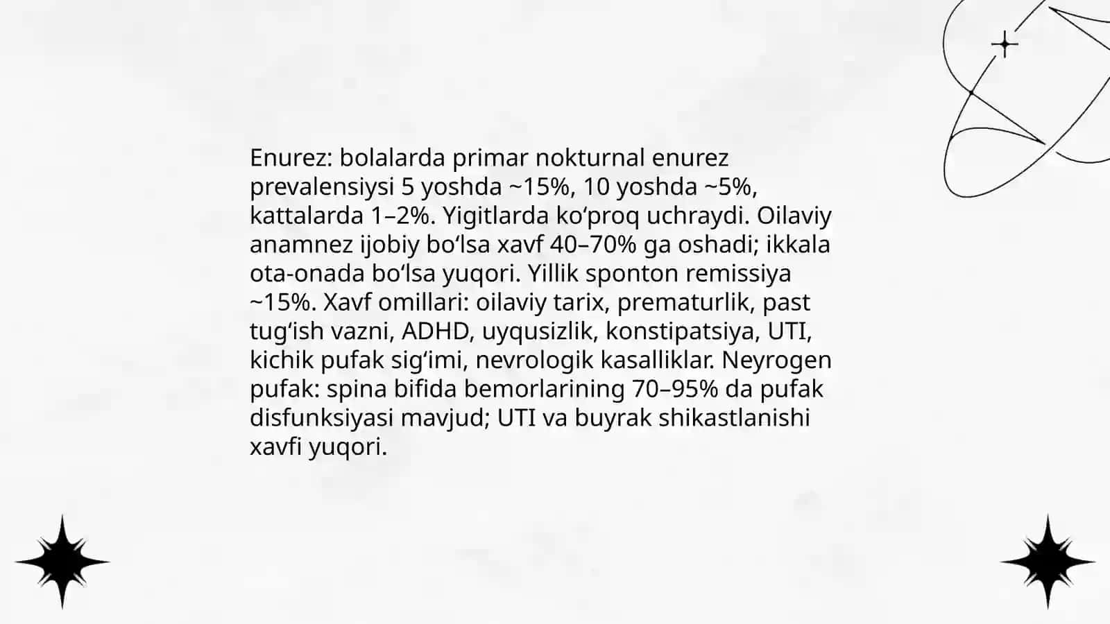 Enurez, siydik chiqarish yoʻllari neyrogen disfunksiyasi 4