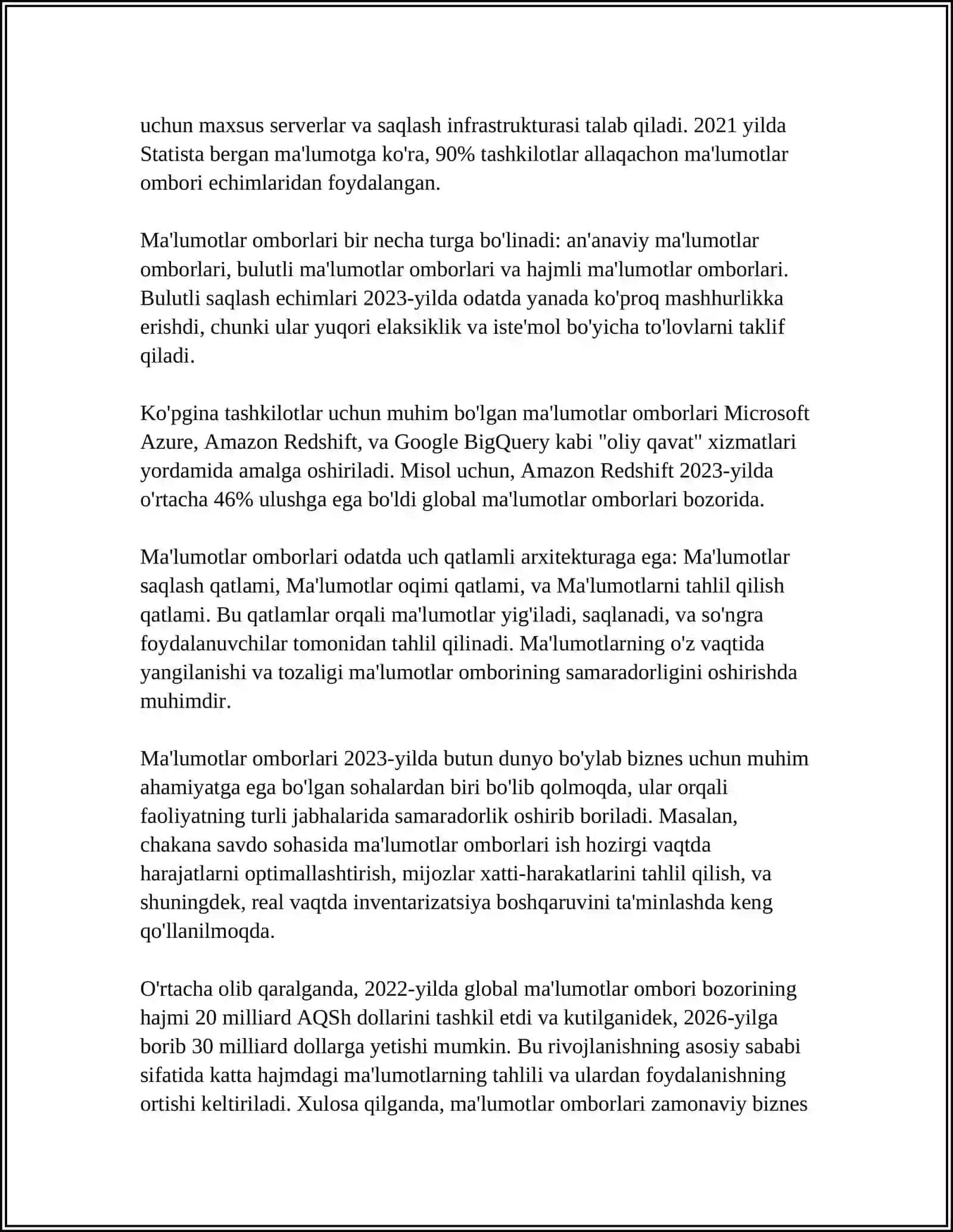 MA'LUMOTLAR OMBORI. MS ACCESSDA MALUMOTLAR OMBORINI BOSHQARISH 4
