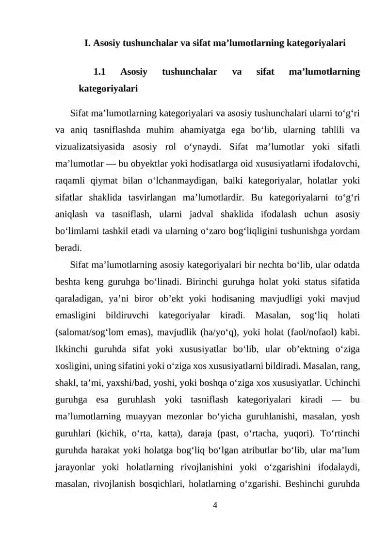 Sifat ma’lumotlarni jadval shaklida ifodalash 4