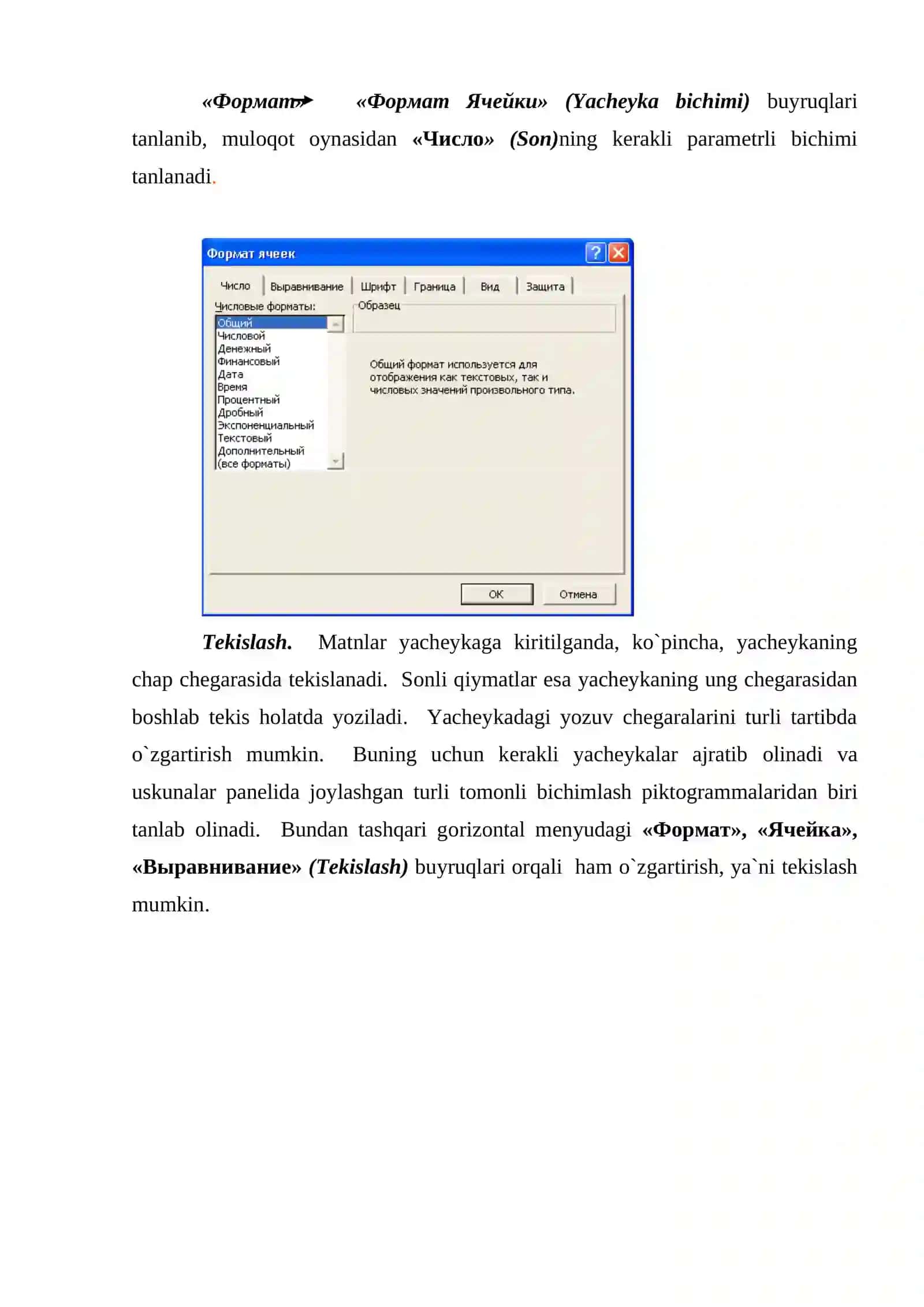 EXCELDA LISTLAR BILAN ISHLASH 4