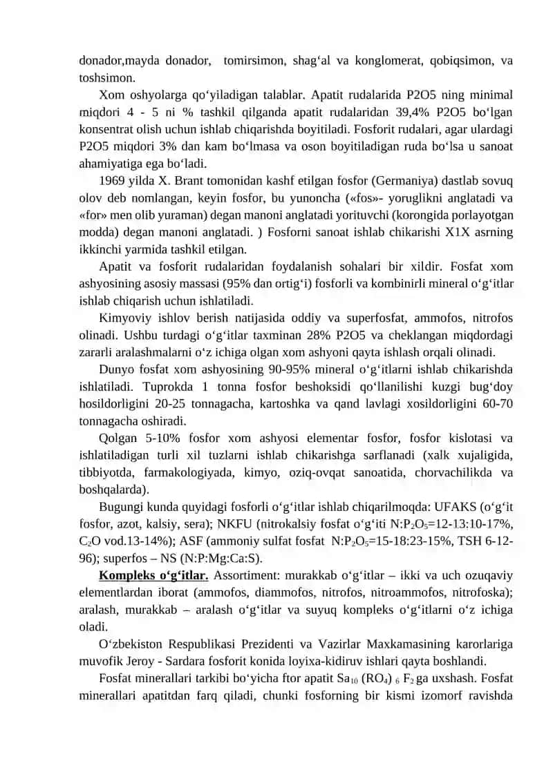 Fosforli rudalarni boyitish texnologiyasi 4