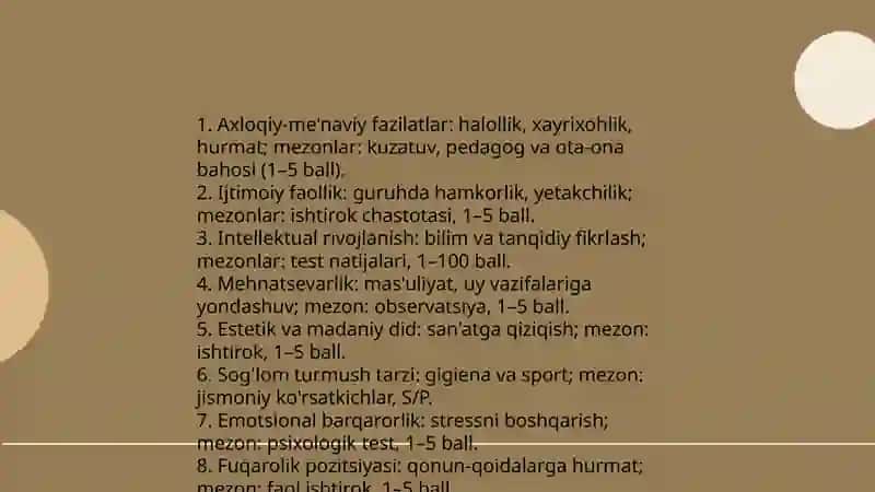 Barkamol shaxsni tarbiyalash diagnostikasi 4