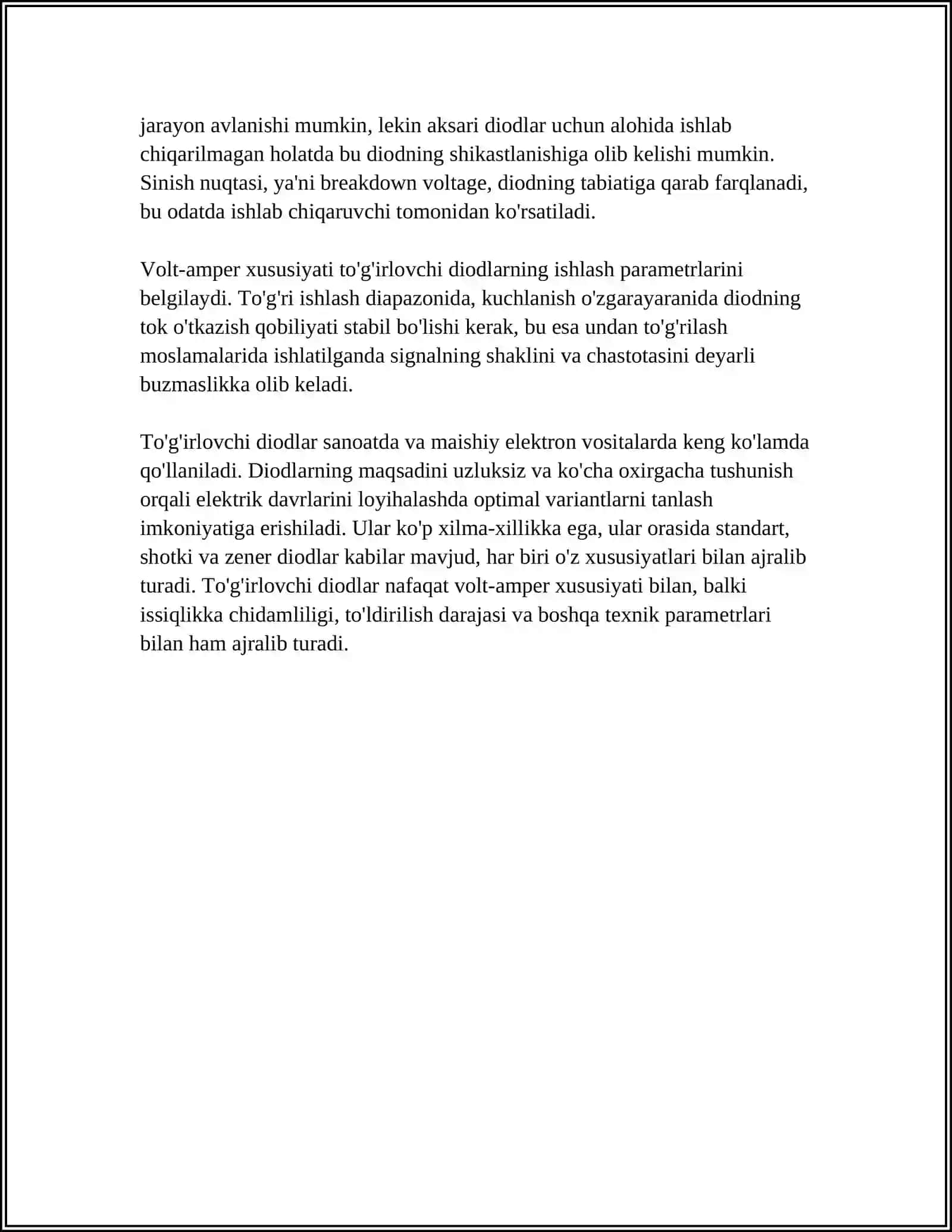 TO'G'IRLOVCHI DIODLAR VOLT-AMPER XARAKTERISTIKALARI 4