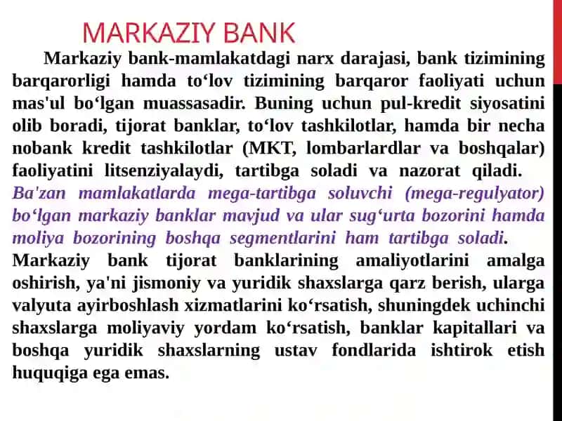 BANKLARNING KELIB CHIQISHI VA BANK TIZMI 4