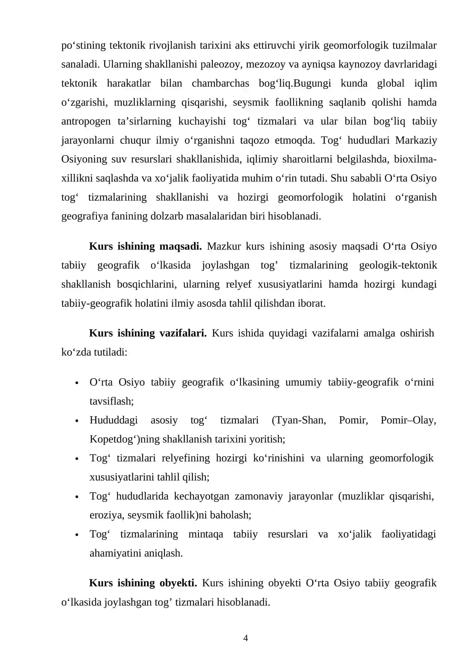 OʻRTA OSIYO TABIIY GEOGRAFIK OʻLKASIDAGI TOGʻ TIZMALARING SHAKLLANISHI VA BUGUNGI KUNDAGI HOLATI 4