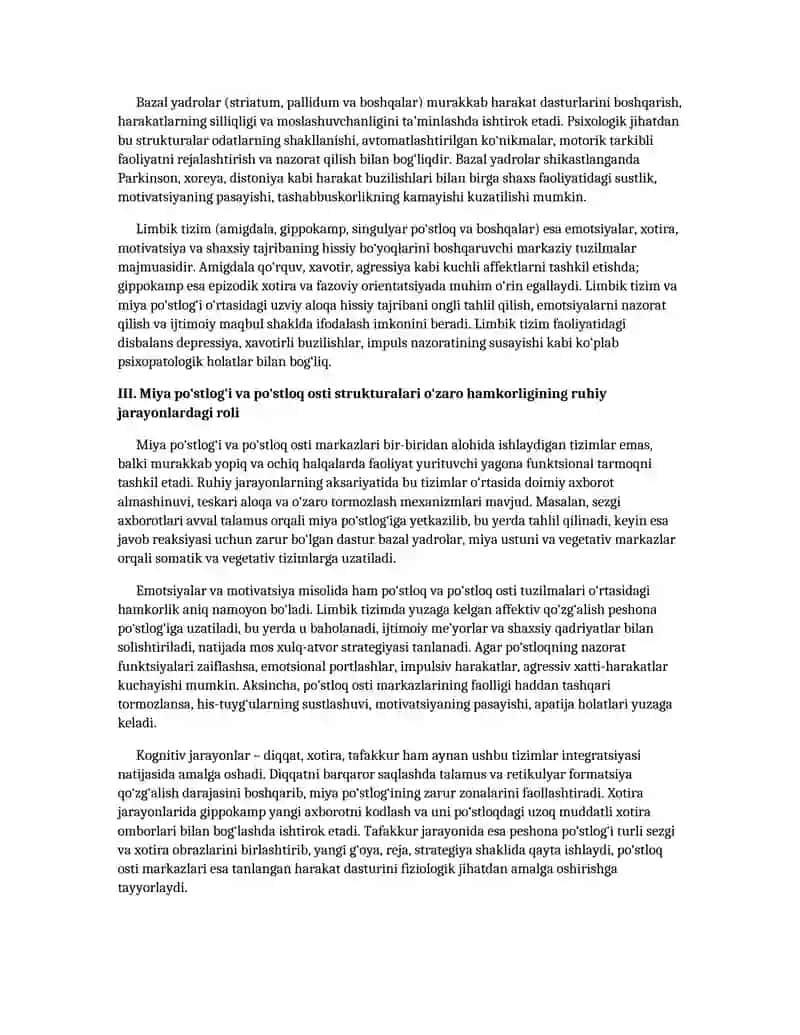 Miya po‘stlog‘i va po‘stloq osti markazlarining psixologik ahamiyati 4