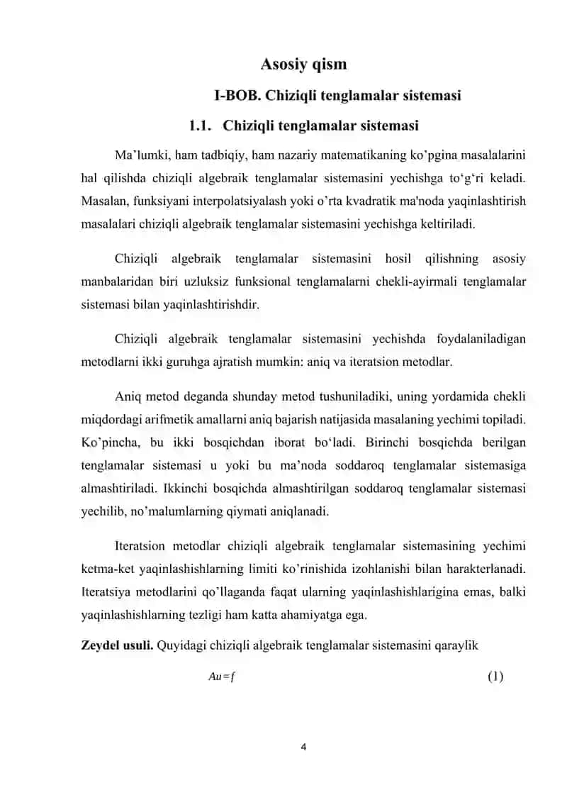ChATS yechishning iteratsion usullari. Yakobi usuli 4