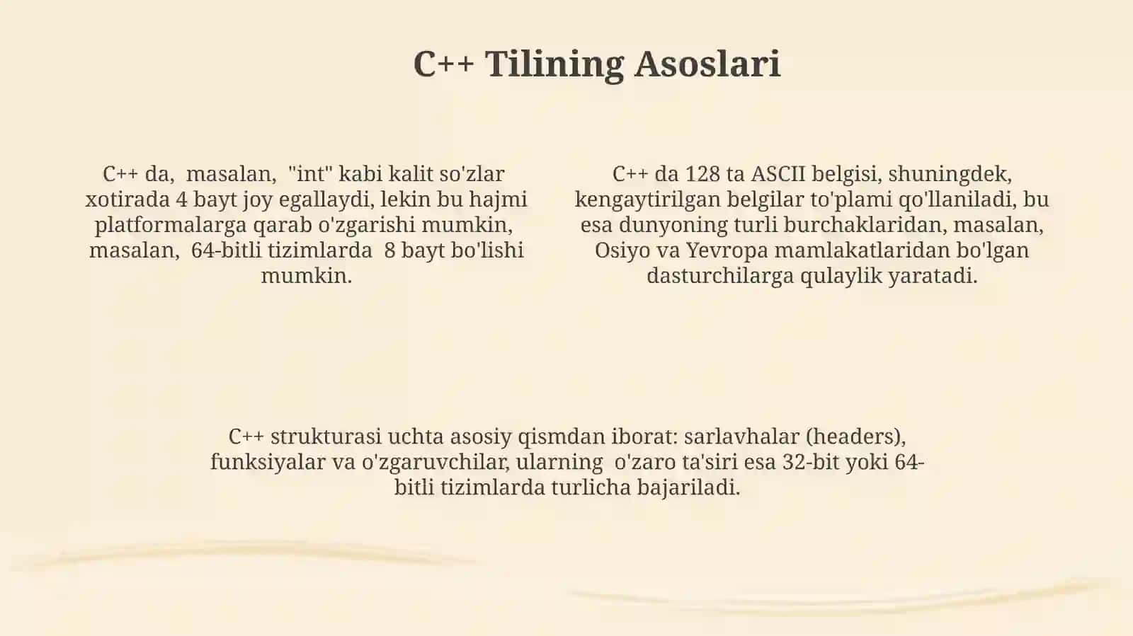 C++ Dasturlash Tilining Umumiy Tuzuilishi 4