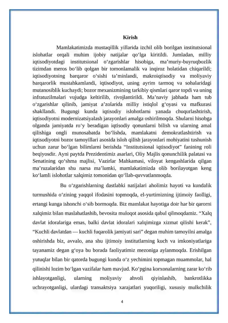 O‘tish iqtisodiyotidagi iqtisodiy va institutsional o‘zgarishlar 4
