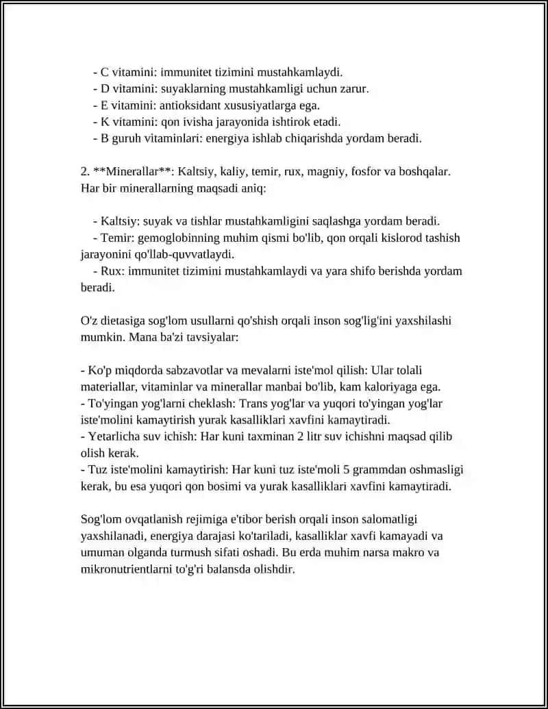 Sog’lom ovqatlanish va balansli makro va mikronutrientlar 4