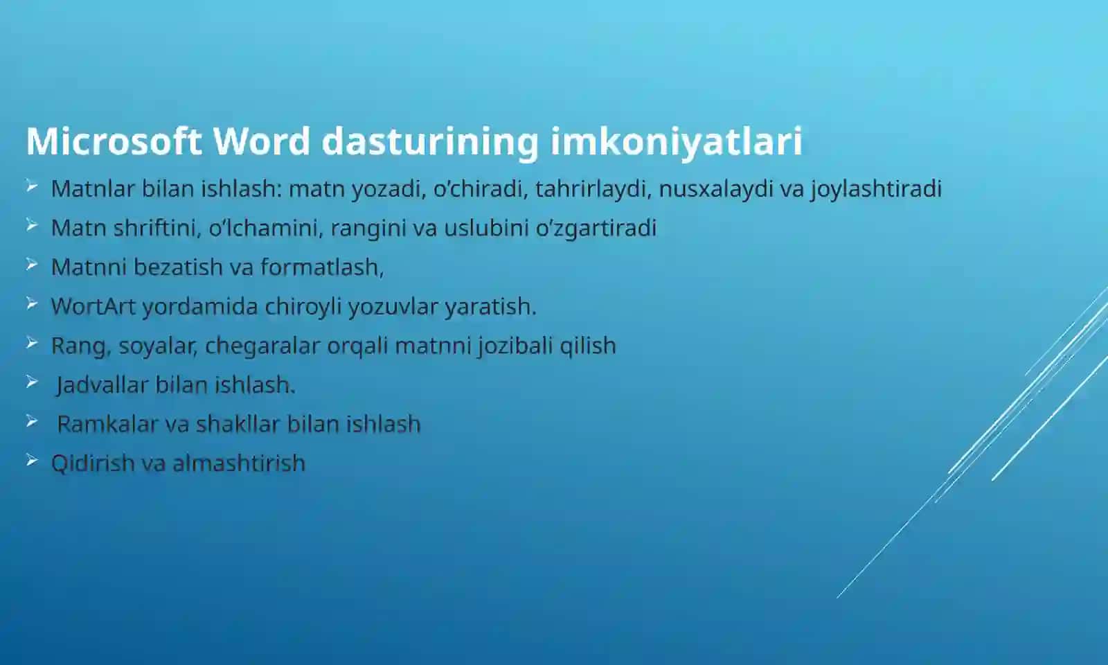 "MATN STILLARINI SOZLASH VA ULARDAN FOYDALANISH" 4