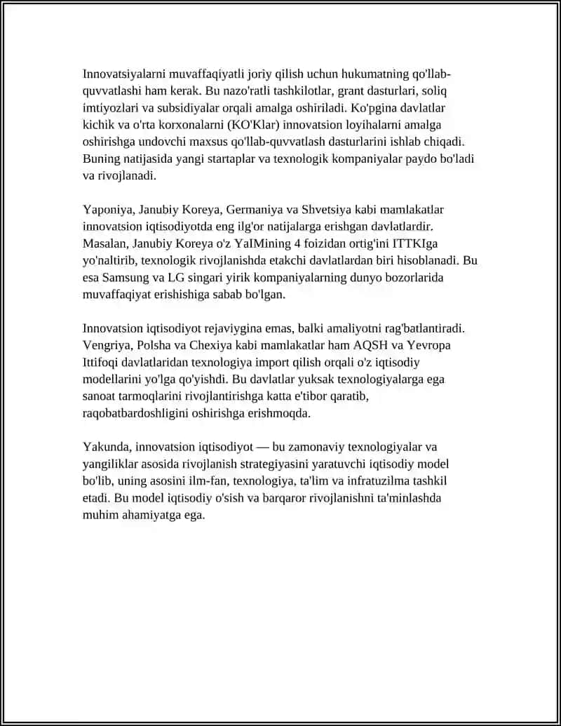 INNOVATSION IQTISODIYOT TUSHUNCHASI VA O‘ZIGA XOS XUSUSIYATLARI 4