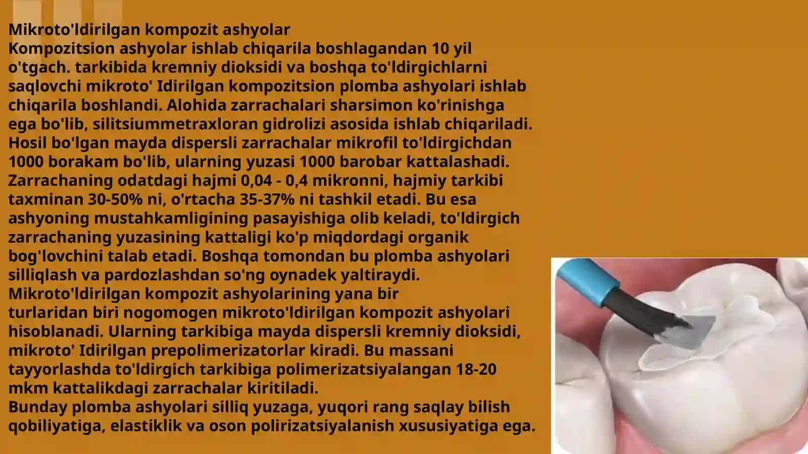 Kimyoviy va nur bilan qotuvchi kompozitlarning polimerizatsiya bosqichining oʻziga xos tomonlari 4
