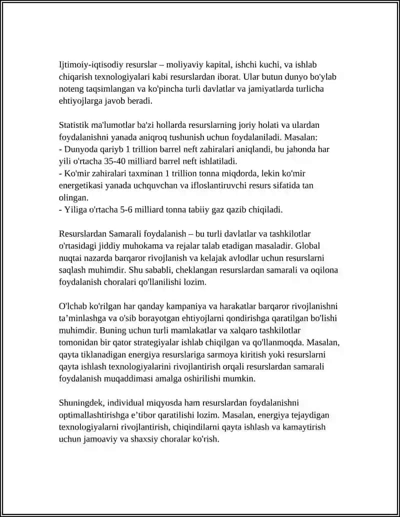 CHEKLANGAN RESURSLAR VA CHEKSIZ EHTIYOJLAR 4