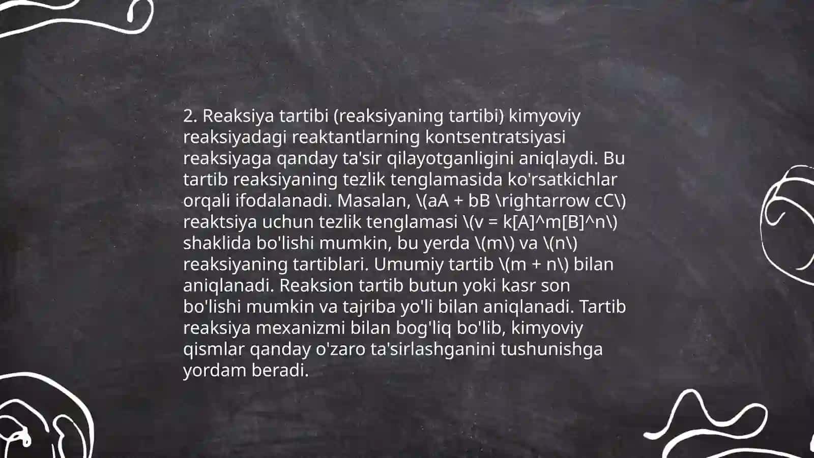 Kinetika mavzusi boʻyicha masalalar yechish 4
