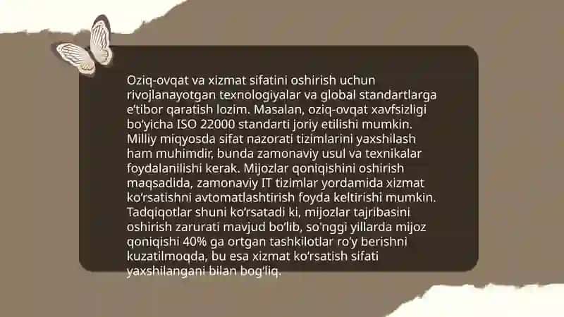 Restoran biznesida muvaffaqiyat yo’llarini yaxshilash va keyingi bosqich 2035-yil 4