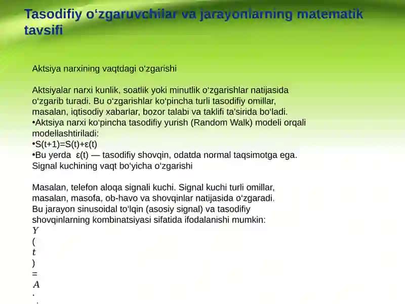 Modellashtirish jarayonida tasodifiy funksiyalarni tahlili 4
