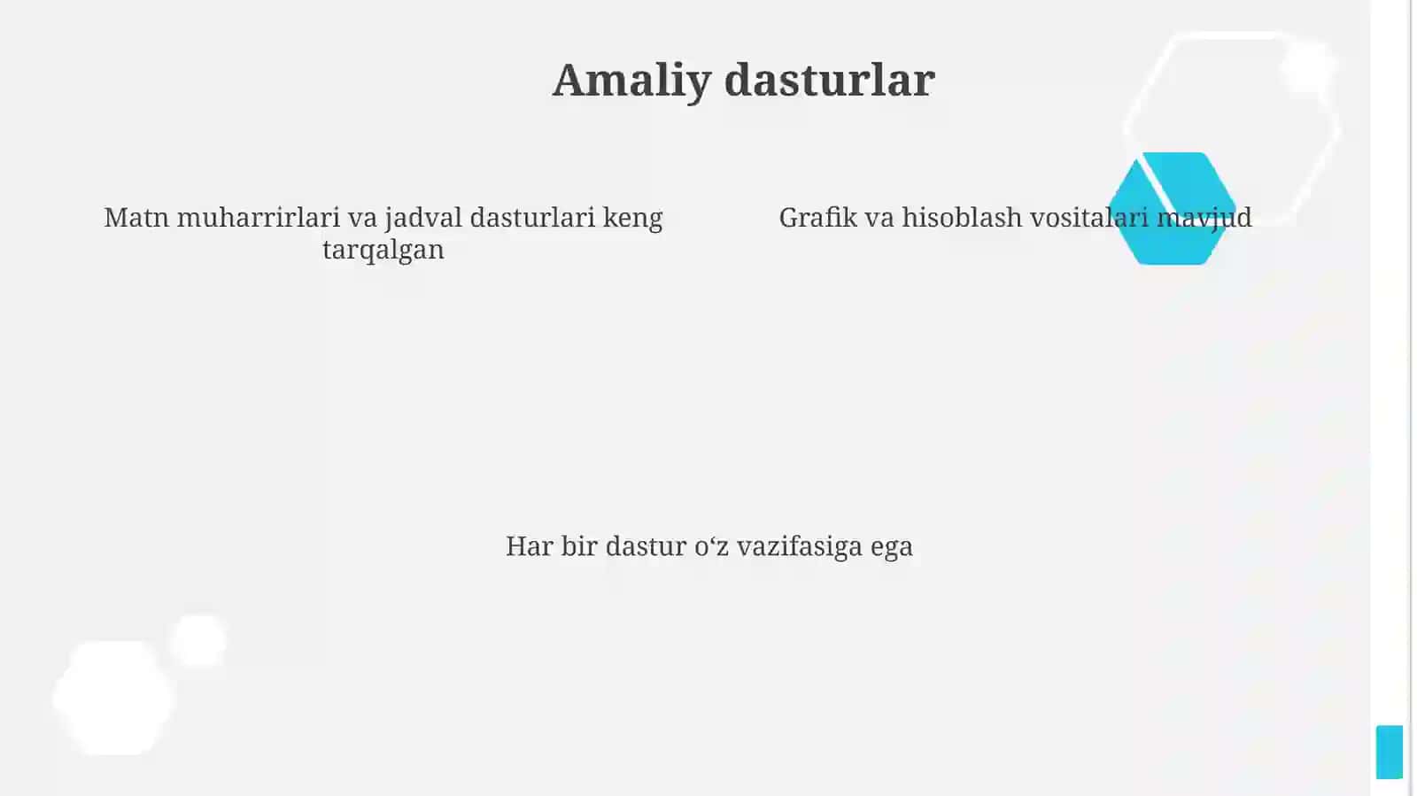 Amaliy dasturlar paketida dasturlash elementlar 4