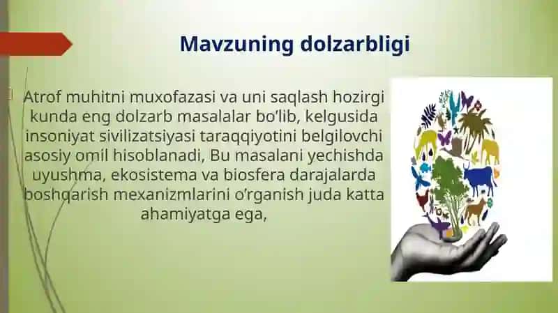 UYUSHMA, EKOSISTEMA VA BIOSFERANING BIOFIZIK ASOSLARI 4