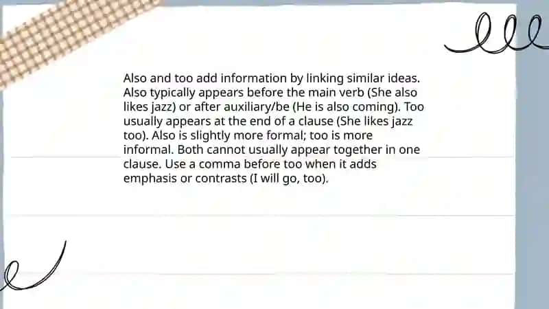 Linking words. Addition, contrast and time 4