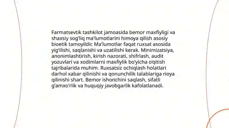 Farmatseftik tashkilot jamoasida bioetik munosabatlarning ko’rinishi 4