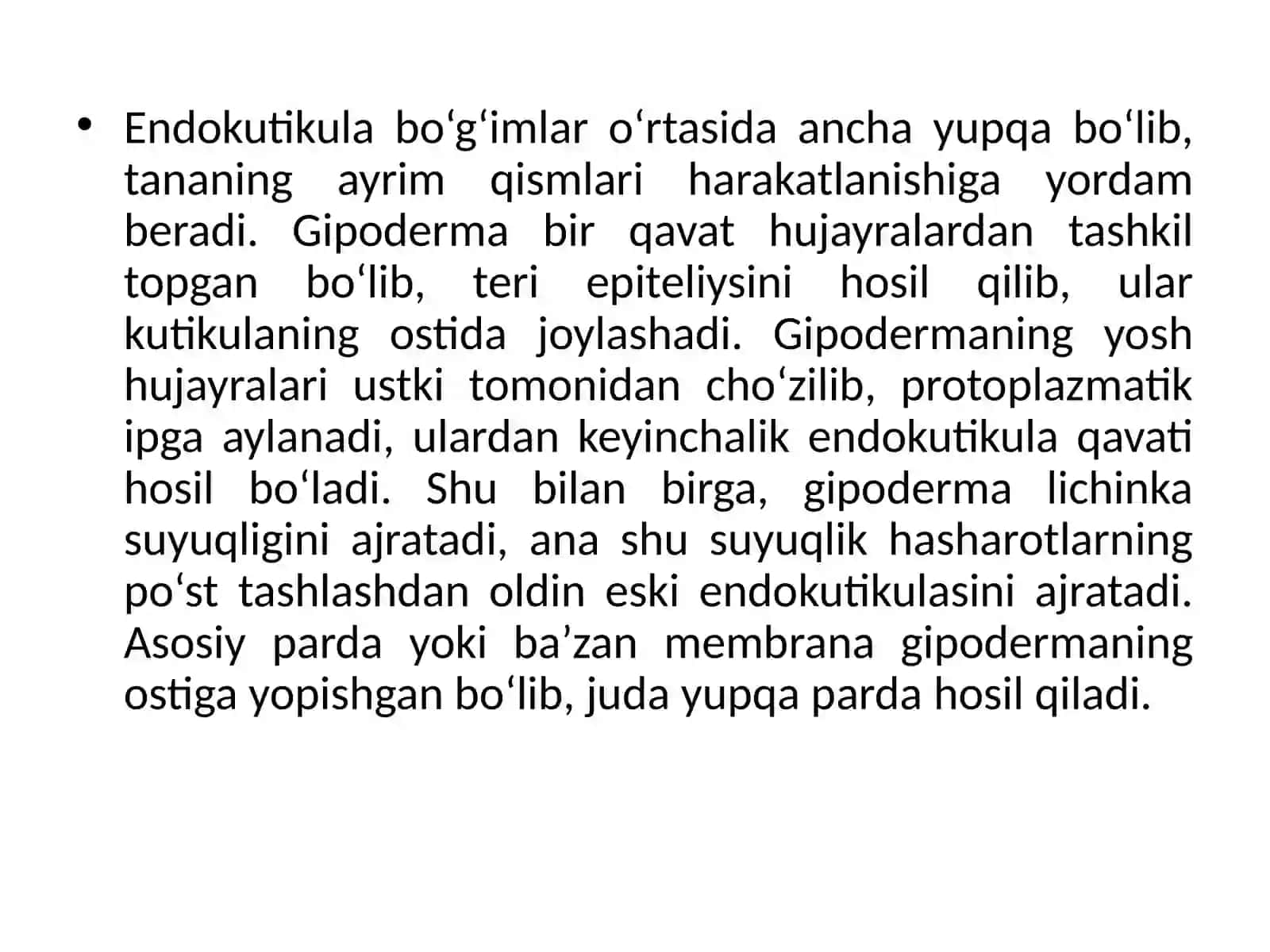 Hasharotlarning teri qoplami va muskullarining tuzilishi 4