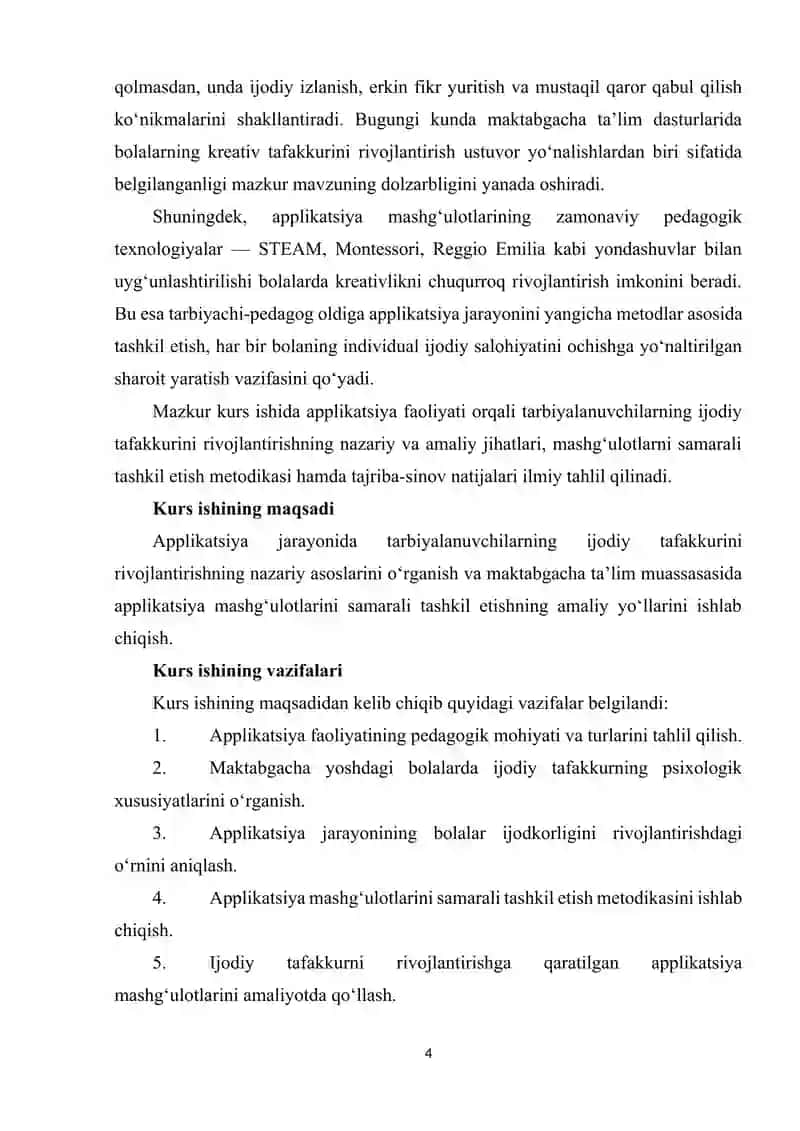 Applikatsiya jarayonida tarbiyalanuvchilarning ijodiy tafakkurini rivojlantirish. 4