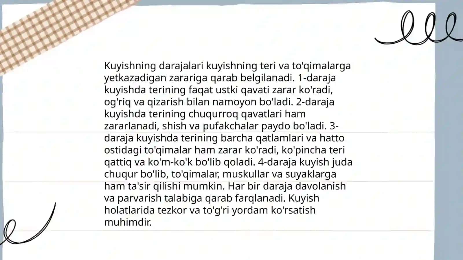 Kuyish.Kuyishning klassifikatsiyasi.Kuyishda yordam ko'rsatish 4