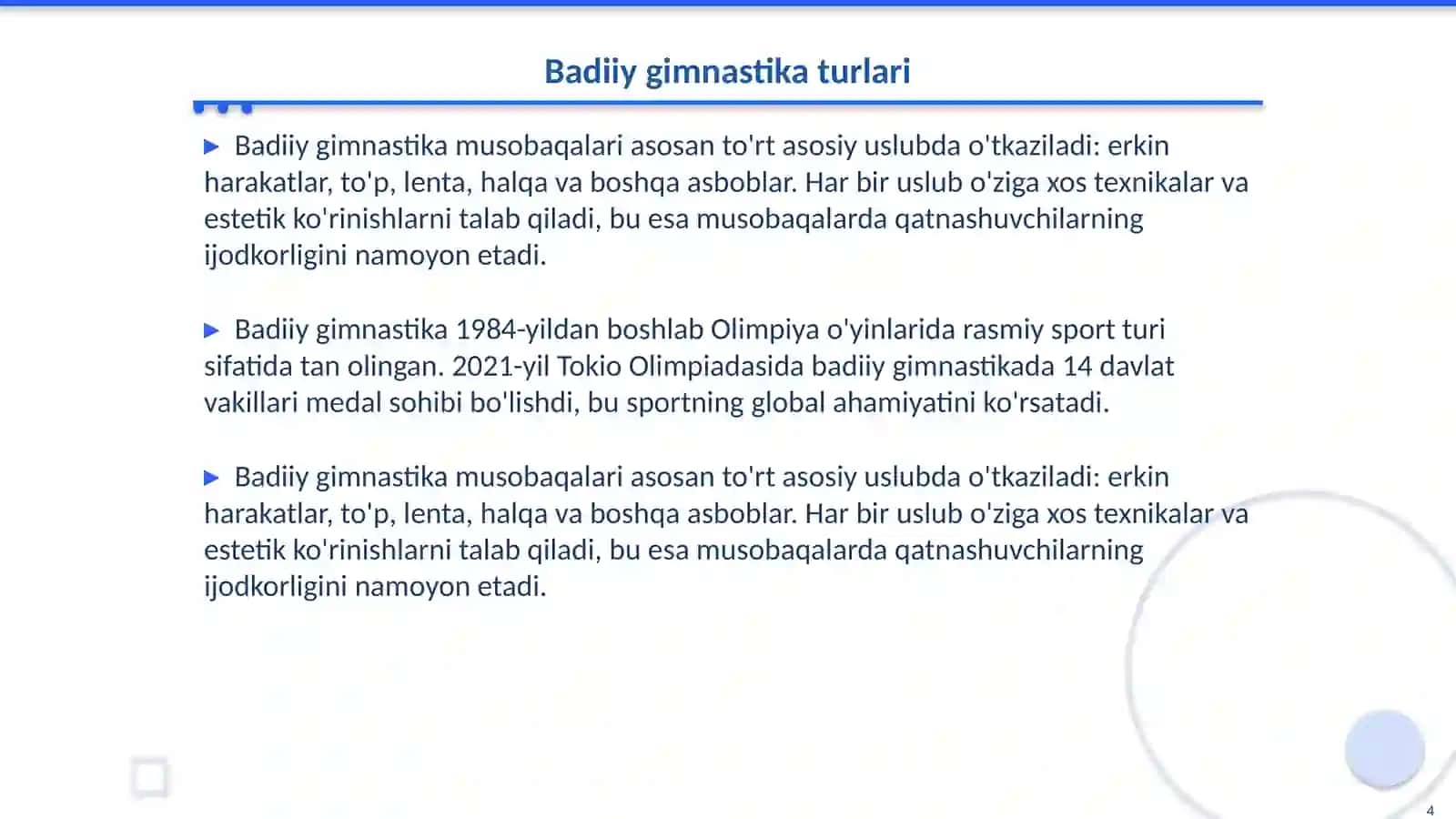 Gimnastikaning turlari 4