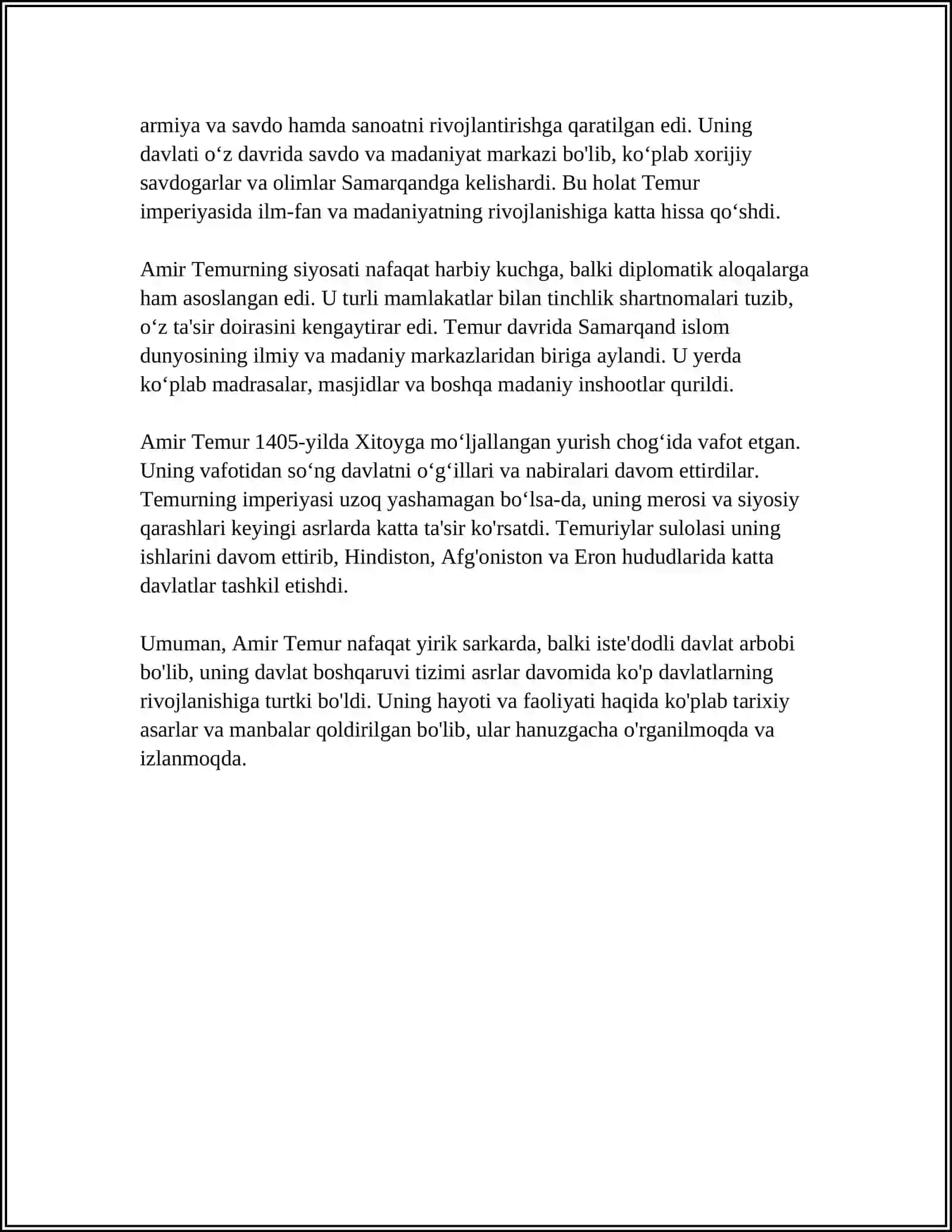 AMIR-TEMUR BUYUK DAVLAT ARBOBI 4