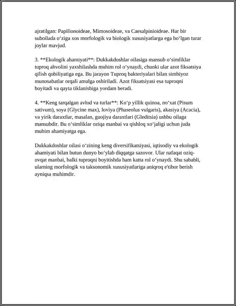 Fabaceae (Dukkakdoshlar) oilasining umumiy morfologik va taksonomik xususiyatlari 4